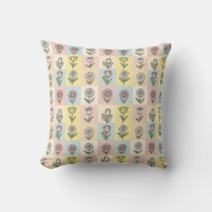 Retro Gänseblümchen Rot Pink Aqua Blau Floral Gebu Kissen