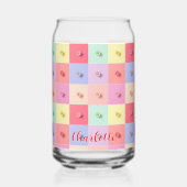 Retro-Gänseblümchen Rot Pink Blaue Blumen Muster G Dosenglas (Vorderseite)