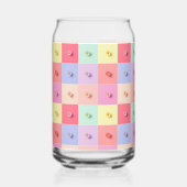 Retro-Gänseblümchen Rot Pink Blaue Blumen Muster G Dosenglas (Rückseite)