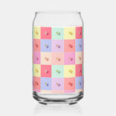 Retro-Gänseblümchen Rot Pink Blaue Blumen Muster G Dosenglas (Links)