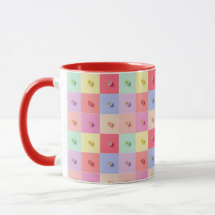 Retro-Gänseblümchen Rot Pink Blaue Blumen Muster G Tasse