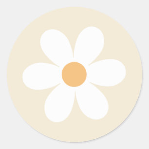 Retro-Gänseblümchen-Tan-Boho-Klassiker-Rundsticker Runder Aufkleber
