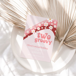Retro-Gänseblümchen Two Groovy Boho-Blumen zum zwe Einladung