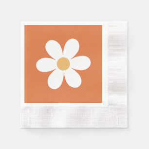 Retro Gänseblümchen verbranntes Orange Boho Servie Serviette