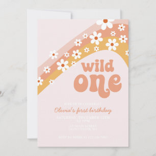 Retro-Gänseblümchen Wild One Boho-Blumen zum erste Einladung