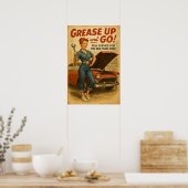 Retro Garage Button Up Girl Graphic Poster (Küche)