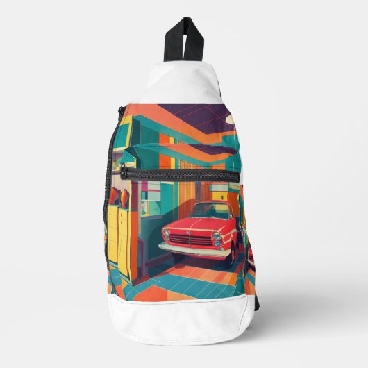 Retro Garage Vibes Crossbody Bag (Vorderseite)
