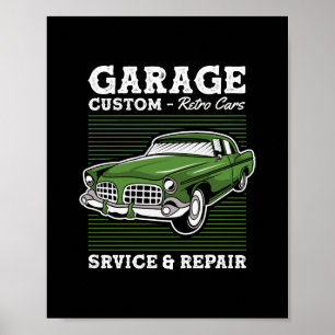 Retro-Garagen-Service & Reparatur-Autodesign Poster