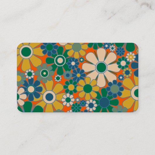 Retro Garden 60er 70er Ästhetisches Blumenmuster Visitenkarte (Rückseite)