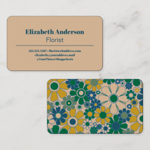 Retro Garden 60er 70er Ästhetisches Blumenmuster Visitenkarte