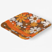 Retro Garden 70er 60er Brown & Orange Blumenmuster Pappteller (Gewinkelt)