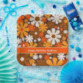 Retro Garden 70er 60er Brown & Orange Blumenmuster Pappteller (Party)