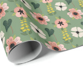 Retro Garden Bloom Geschenkpapier (Rolleneckpunkt)