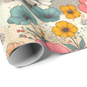 Retro Garden Bloom Geschenkpapier (Rolleneckpunkt)