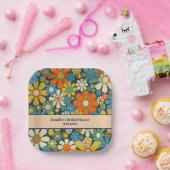 Retro Garden Blume 60er 70er Blumenästhetik Pappteller (Party)