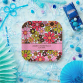 Retro Garden Blume 60er 70er Blumenästhetik Pappteller (Party)