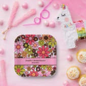 Retro Garden Blume 60er 70er Blumenästhetik Pappteller (Party)