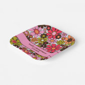 Retro Garden Blume 60er 70er Blumenästhetik Pappteller (Gewinkelt)