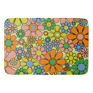 Retro Garden Blume 60er 70er Blumenmuster Badematte