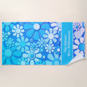 Retro Garden Blume 60er 70er Blumenmuster Bridge Strandtuch (Vorderseite)