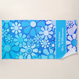 Retro Garden Blume 60er 70er Blumenmuster Bridge Strandtuch