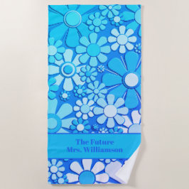 Retro Garden Blume 60er 70er Blumenmuster Bridge Strandtuch