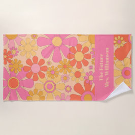 Retro Garden Blume 60er 70er Blumenmuster Bridge Strandtuch