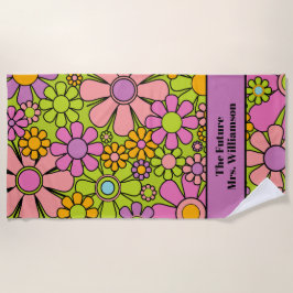 Retro Garden Blume 60er 70er Blumenmuster Bridge Strandtuch