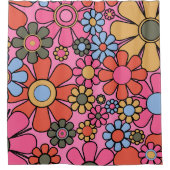 Retro Garden Blume 60er 70er Blumenmuster Duschvorhang (Vorderseite)