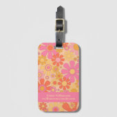 Retro Garden Blume 60er 70er Blumenmuster Rosa Gepäckanhänger (Vorderseite Vertikal)