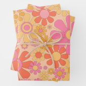 Retro Garden Blume 60er 70er Blumenmuster Rosa Geschenkpapier Set (Beispiel)