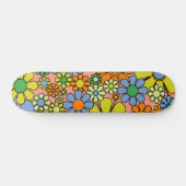 Retro Garden Blume 60er 70er Blumenmuster Skateboard (Horizontal)