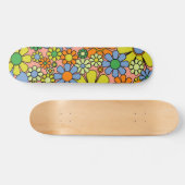 Retro Garden Blume 60er 70er Blumenmuster Skateboard (Horizontal)