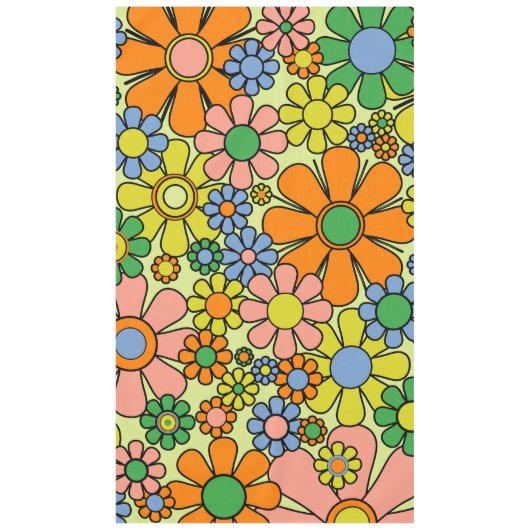 Retro Garden Blume 60er 70er Blumenmuster Tischdecke (Vorderseite)