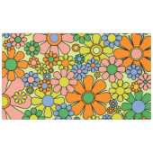 Retro Garden Blume 60er 70er Blumenmuster Tischdecke (Vorderseite (Horizontal))