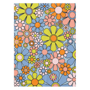 Retro Garden Blume 60er 70er Blumenmuster Tischdecke