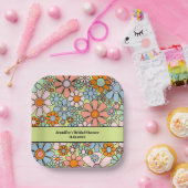 Retro Garden Blume 60er 70er Boho Blumenmuster Pappteller (Party)