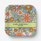 Retro Garden Blume 60er 70er Boho Blumenmuster Pappteller (Vorderseite)