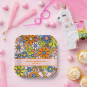 Retro Garden Blume 60er 70er Boho Blumenmuster Pappteller (Party)