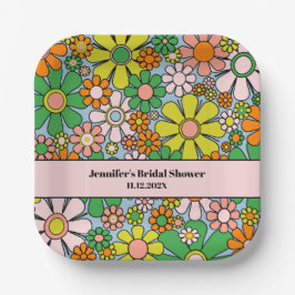 Retro Garden Blume 60er 70er Boho Blumenmuster Pappteller