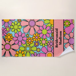 Retro Garden Blume 60er 70er Floral Bridesmaid Strandtuch