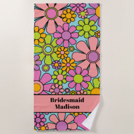 Retro Garden Blume 60er 70er Floral Bridesmaid Strandtuch