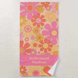 Retro Garden Blume 60er 70er Floral Bridesmaid Strandtuch