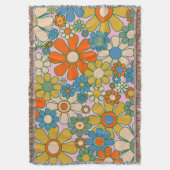Retro Garden Blume 60er 70er Floral Muster Decke (Vorderseite Vertikal)