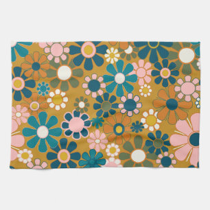 Retro Garden Blume 60er 70er Floral Muster Geschirrtuch