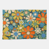 Retro Garden Blume 60er 70er Floral Muster Geschirrtuch (Horizontal)