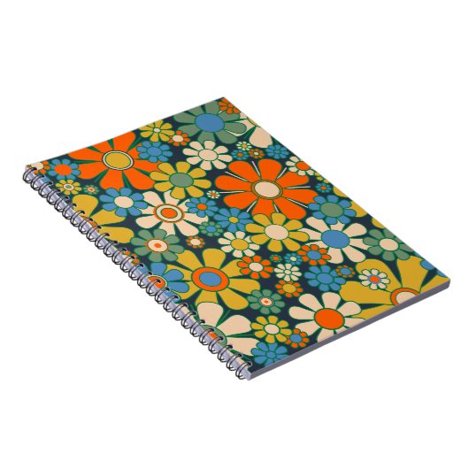 Retro Garden Blume 60er 70er Floral Muster Notizblock (Rechte Seite)