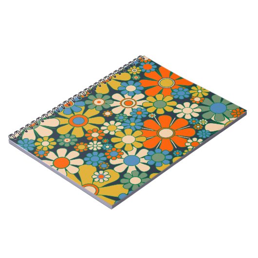Retro Garden Blume 60er 70er Floral Muster Notizblock (Linke Seite)