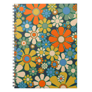 Retro Garden Blume 60er 70er Floral Muster Notizblock