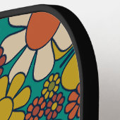 Retro Garden Blume 60er 70er Floral Muster Pickleball Schläger (Linke Seite)